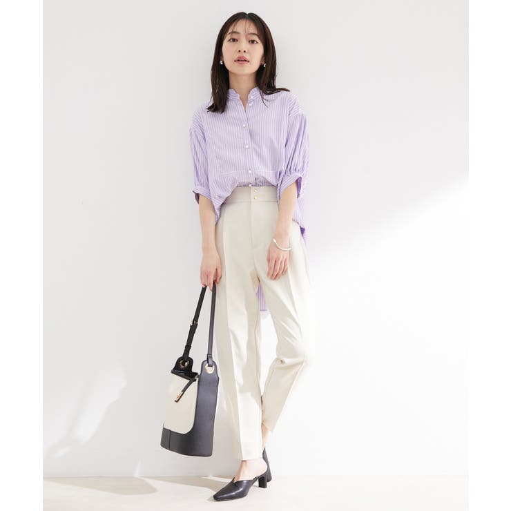 【WEB限定】スタンドフリルストライプ5分袖ブラウス | VIS  | 詳細画像26 