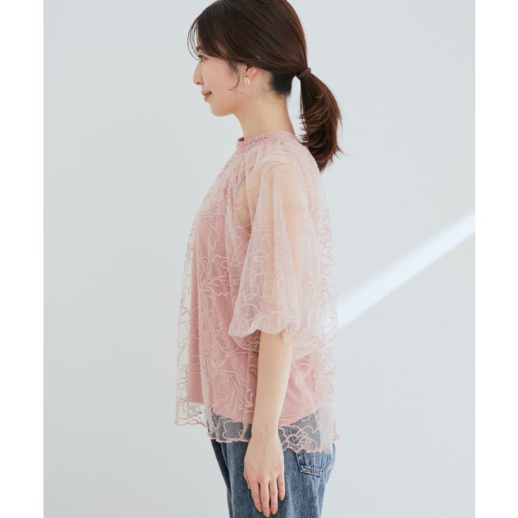 WEB限定】総レースシアー刺繍ブラウス[品番：VISW0030437]｜VIS