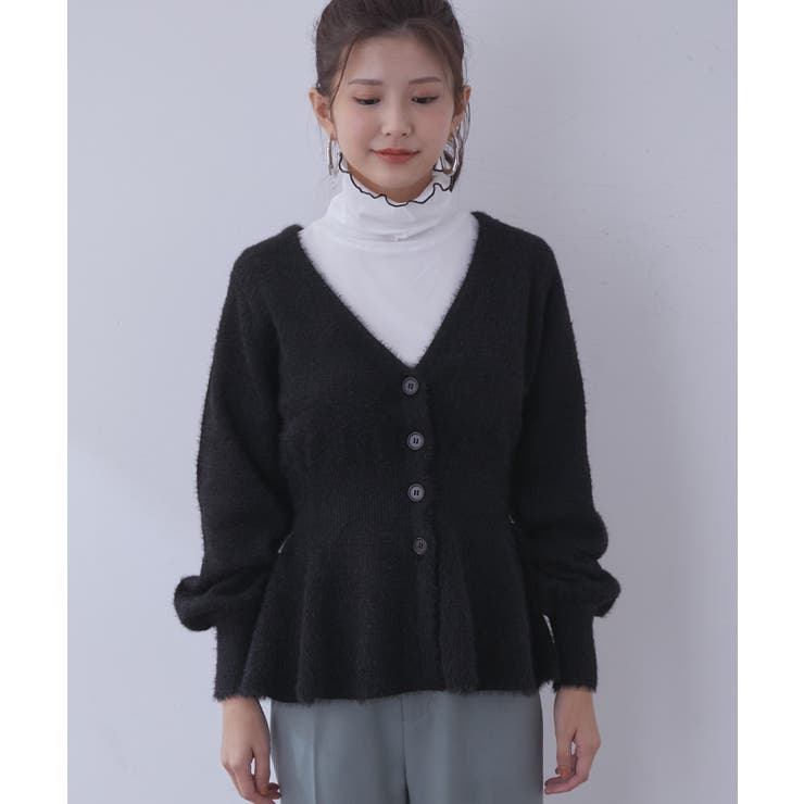 WEB限定】ふんわりシャギーペプラムカーディガン[品番：VISW0025443
