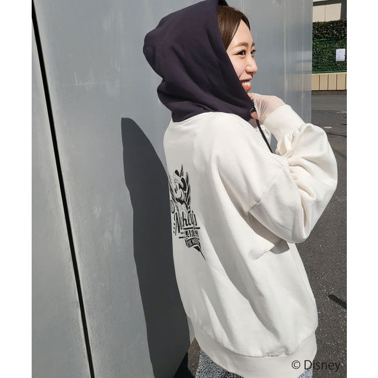 ディズニー】ミッキー/バイカラージップアップパーカー【WEB限定
