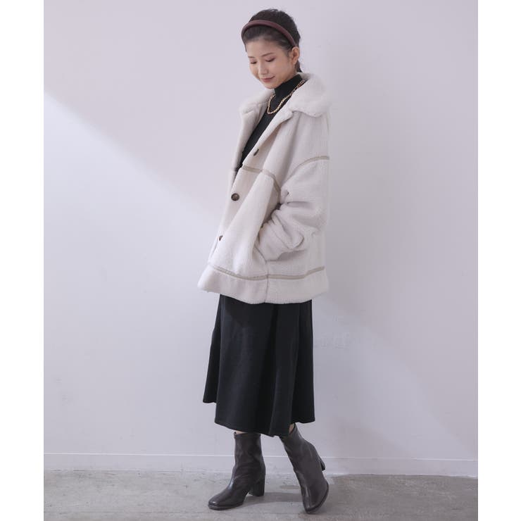 WEB限定】ゆったりボアステンカラービッグブルゾン[品番：VISW0024634