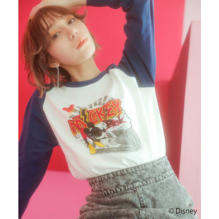 ディズニー】ミッキー/ラグランロングTシャツ【WEB限定】[品番