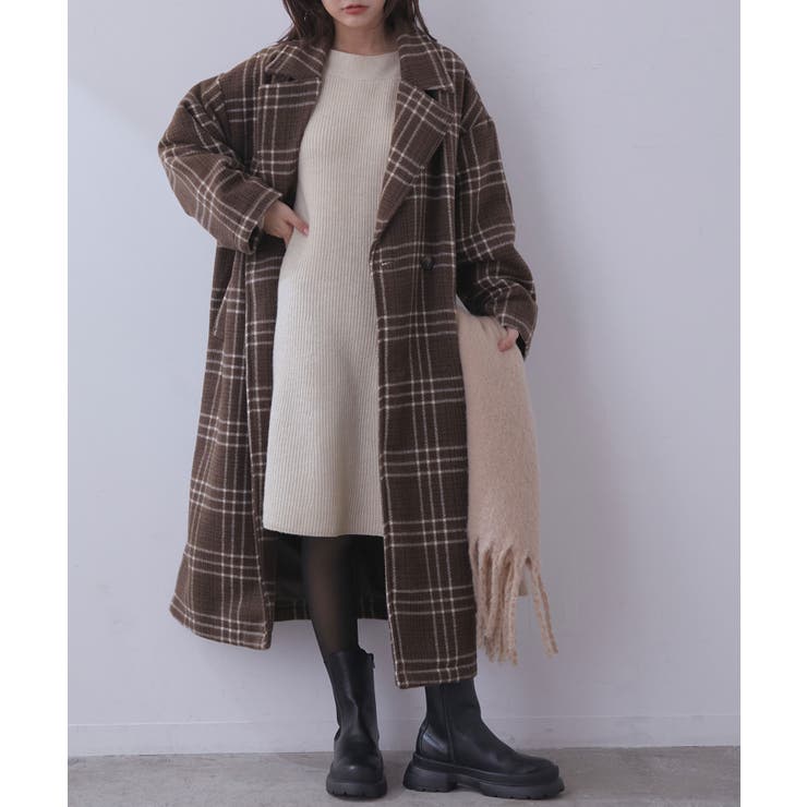 WEB限定】レトロチェック柄ダブルオーバーコート[品番：VISW0026272