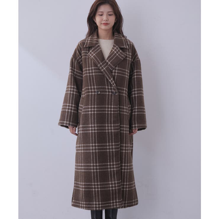WEB限定】レトロチェック柄ダブルオーバーコート[品番：VISW0026272