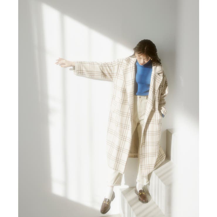 新品！VIS チェック柄 コート Sサイズ ウールシャギーチェック柄コート(その他のコート・ブルゾン) | HIROKO