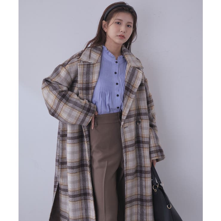 WEB限定】レトロチェック柄ダブルオーバーコート[品番：VISW0026272