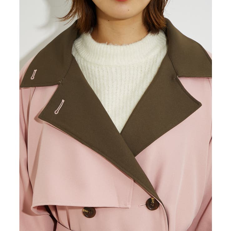 【WEB限定】配色カラーで魅せるスタンドカラーオーバーサイズトレンチコート | VIS  | 詳細画像14 