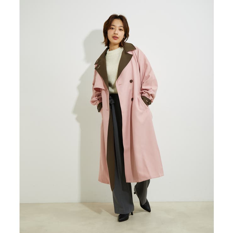 ZARA カラーブロックトレンチコート