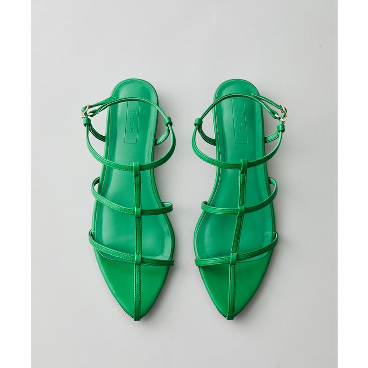 グリーン(30) | ボーンアンクルストラップフラットサンダル | VIS 