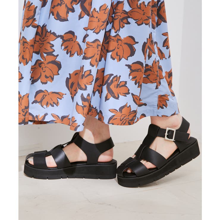 ブラック(01) | 【軽量】ボリュームソールソフトグルカサンダル | VIS 