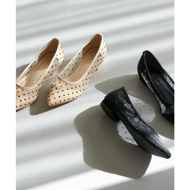 美品］チュールストラップパンプス （ドットチュールパンプス