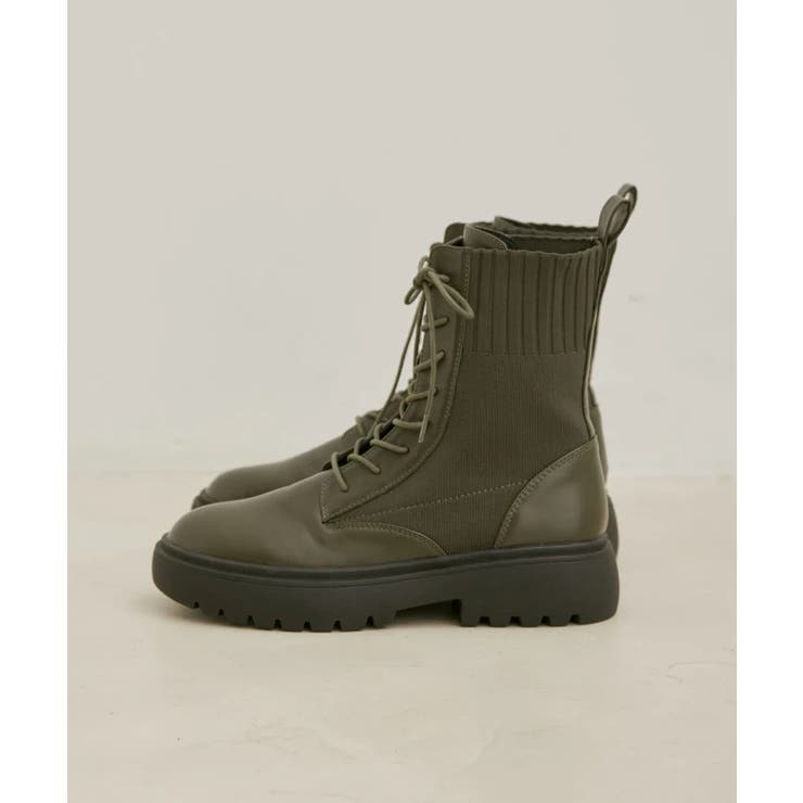 カーキ(36) | レースアップボリュームソールブーツ | VIS 