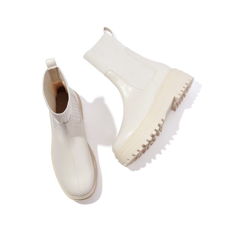 ホワイト系(14) | 【抗菌防臭】タンクソールサイドニットブーツ | VIS 