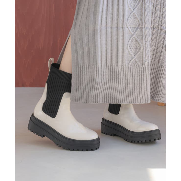 オフホワイト(15) | 【抗菌防臭】タンクソールサイドニットブーツ | VIS 