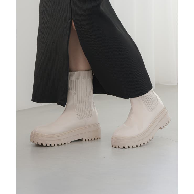 キナリ(16) | 【抗菌防臭】タンクソールサイドニットブーツ | VIS 