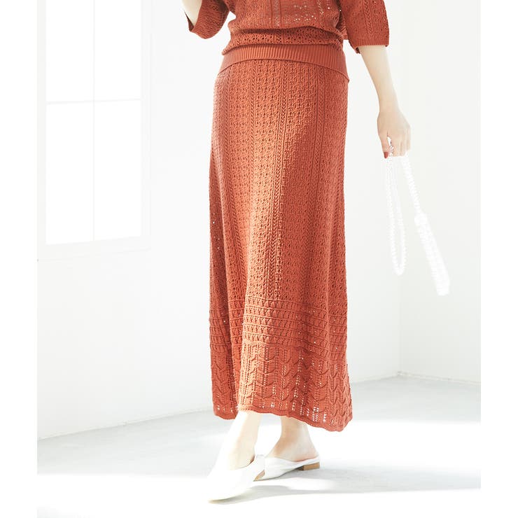 【店舗限定】【セットアップ対応】透かし編みニットスカート | VIS  | 詳細画像9 