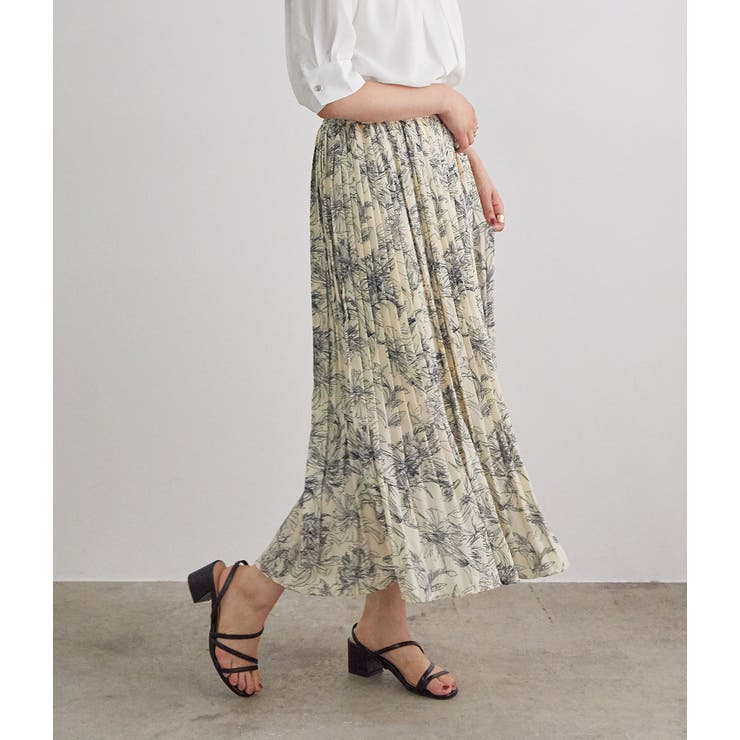 線花柄ジョーゼットプリーツスカート[品番：VISW0006445]｜VIS （ビス