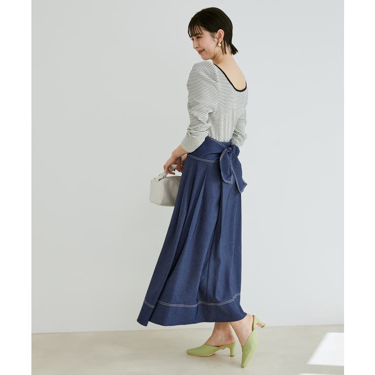 デニムライクフレアスカート【sustainable】[品番：VISW0027642