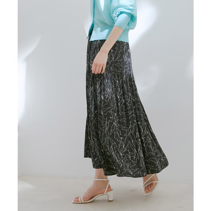 セットアップ対応・洗える】アシンメトリーギャザーロングスカート