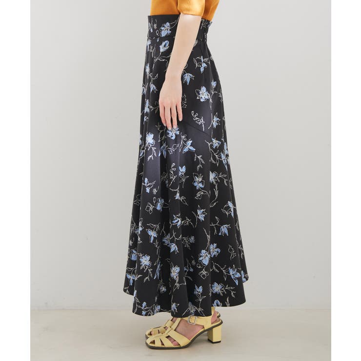 洗える】アシンメトリー花柄マーメイドスカート[品番：VISW0035925