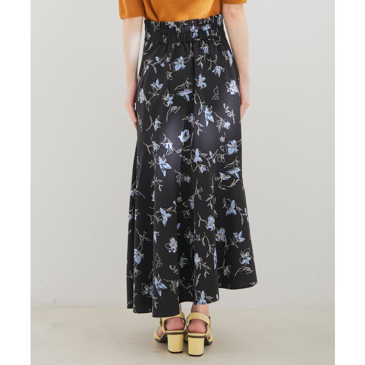 洗える】アシンメトリー花柄マーメイドスカート[品番：VISW0035925