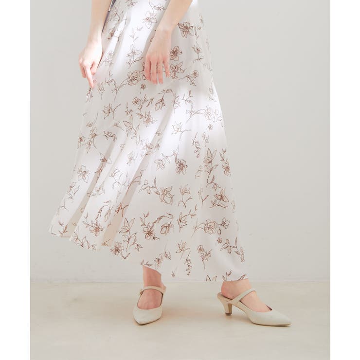 洗える】アシンメトリー花柄マーメイドスカート[品番：VISW0035925