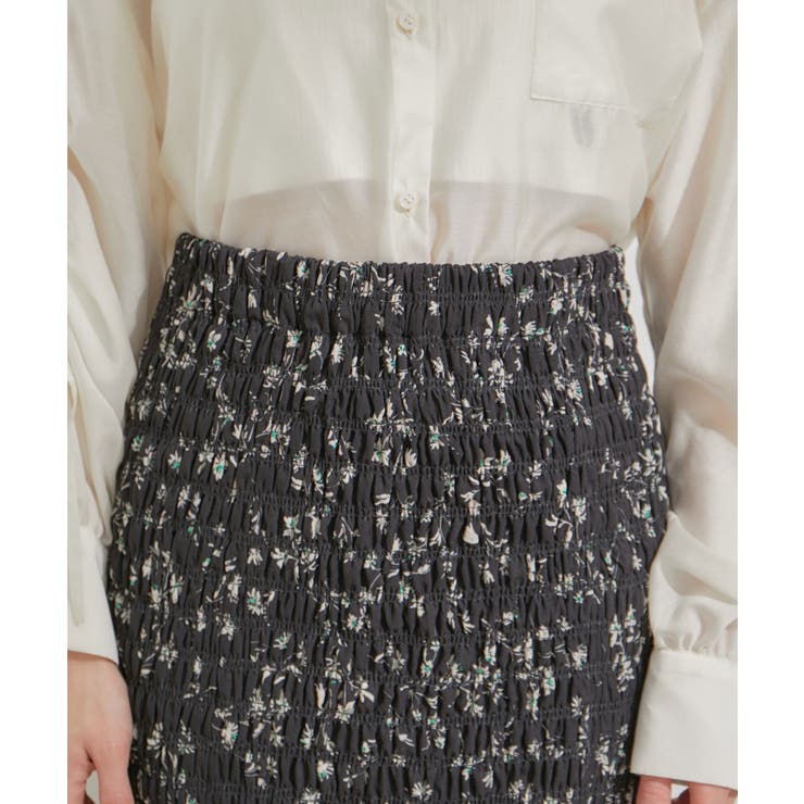 【セットアップ対応】花柄シャーリングロングスカート | VIS  | 詳細画像15 