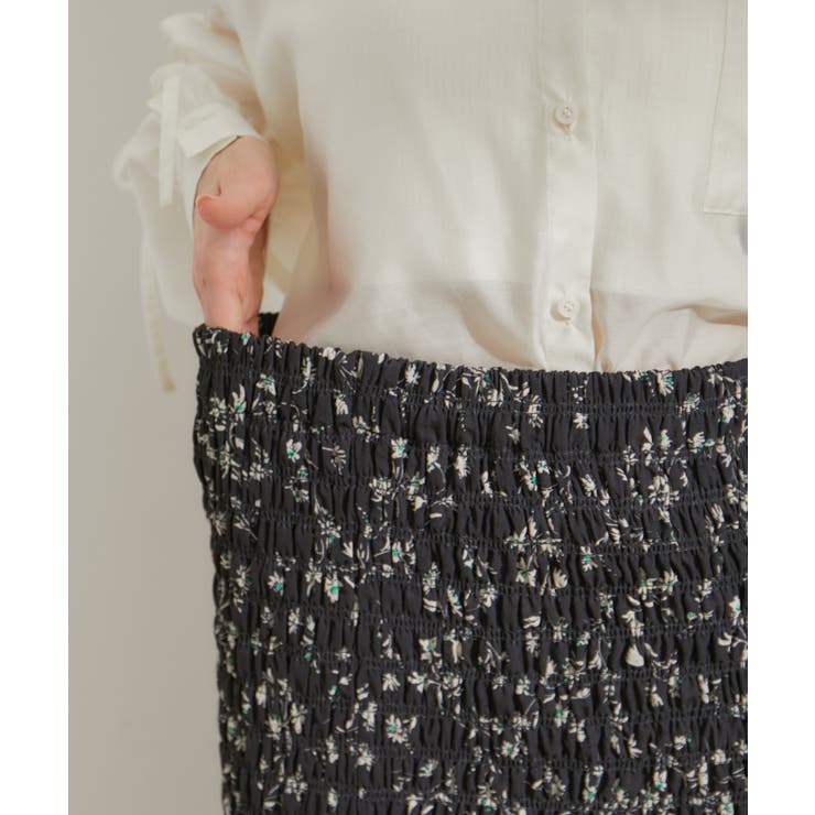 【セットアップ対応】花柄シャーリングロングスカート | VIS  | 詳細画像17 