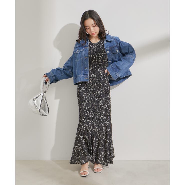 【セットアップ対応】花柄シャーリングロングスカート | VIS  | 詳細画像20 