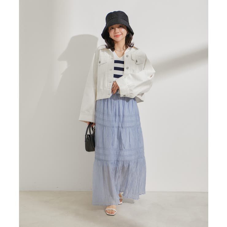 柄＆無地アソートシャーリングティアードスカート | VIS  | 詳細画像13 