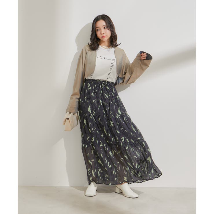 柄＆無地アソートシャーリングティアードスカート | VIS  | 詳細画像17 