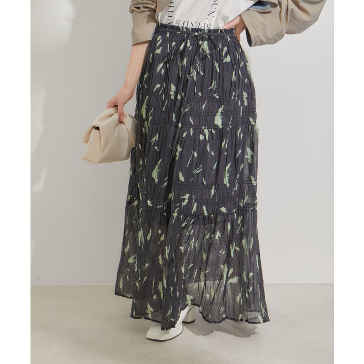 柄＆無地アソートシャーリングティアードスカート | VIS  | 詳細画像19 