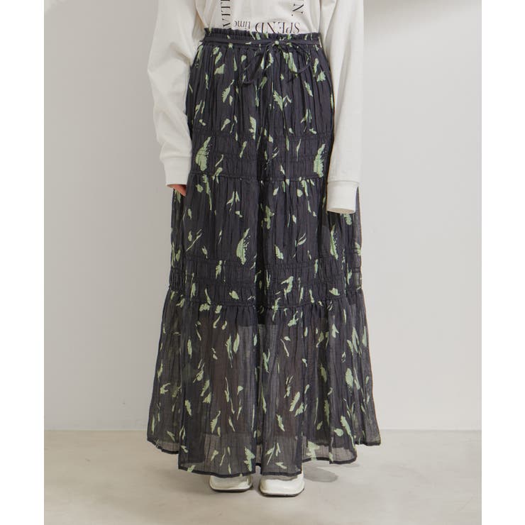 柄＆無地アソートシャーリングティアードスカート | VIS  | 詳細画像21 