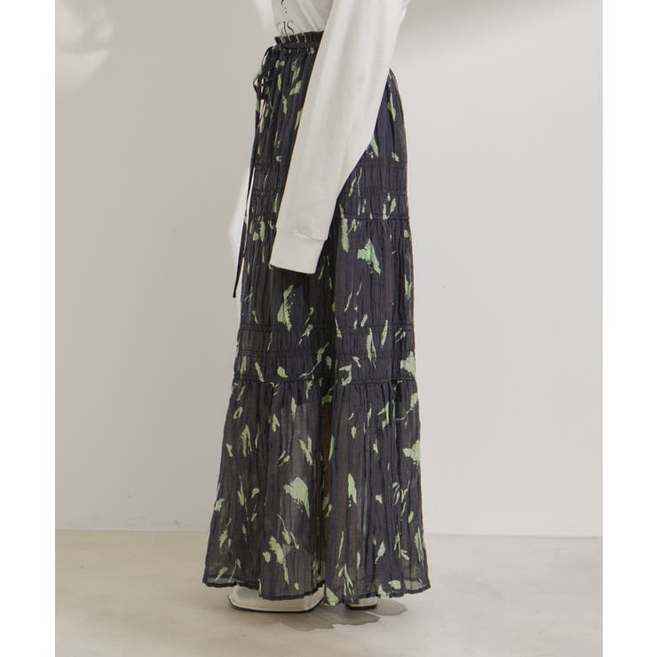 柄＆無地アソートシャーリングティアードスカート | VIS  | 詳細画像22 