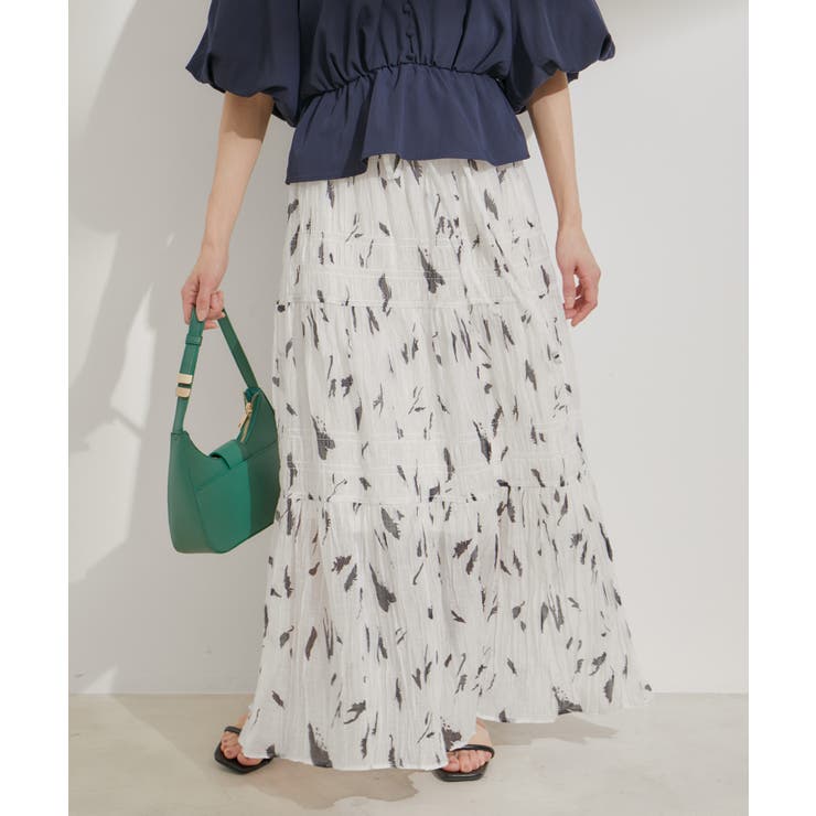 柄＆無地アソートシャーリングティアードスカート | VIS  | 詳細画像4 