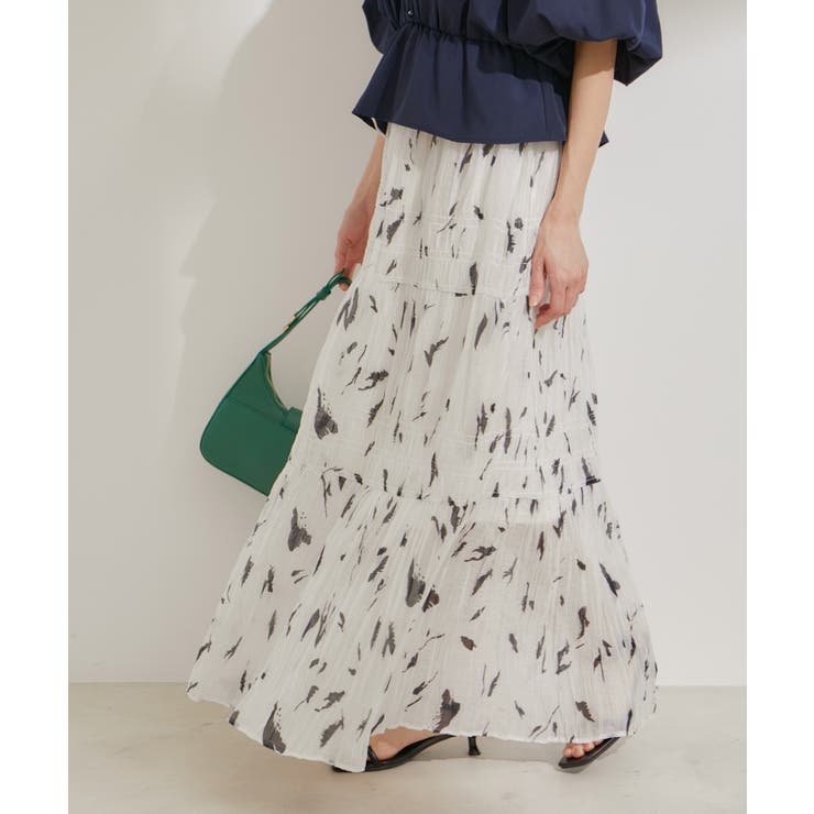柄＆無地アソートシャーリングティアードスカート | VIS  | 詳細画像5 