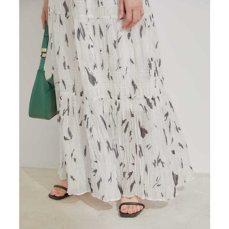 柄＆無地アソートシャーリングティアードスカート | VIS  | 詳細画像6 
