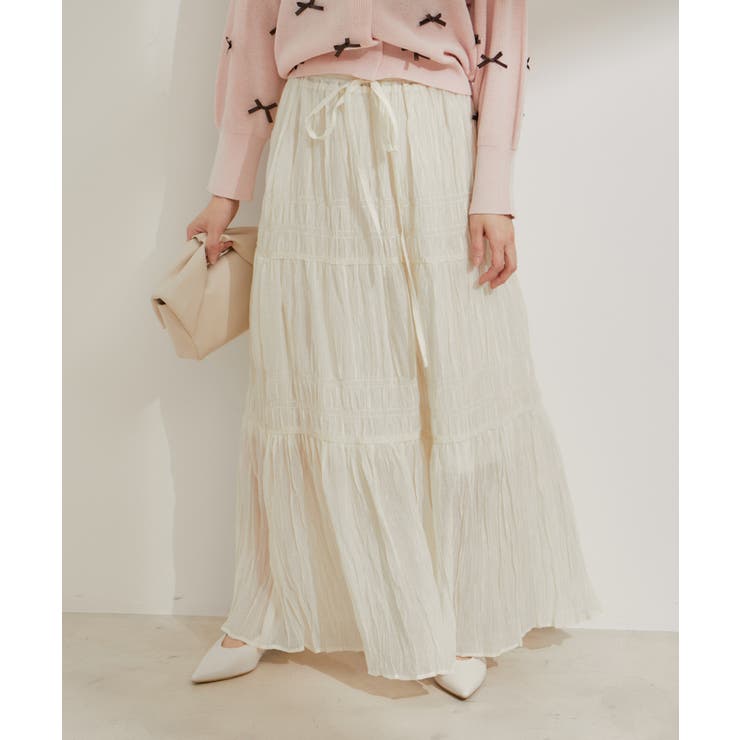 柄＆無地アソートシャーリングティアードスカート | VIS  | 詳細画像9 