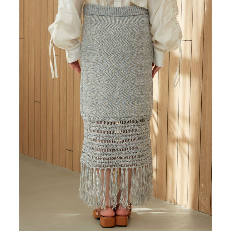 フリンジクロシェメッシュニットスカート | VIS  | 詳細画像13 