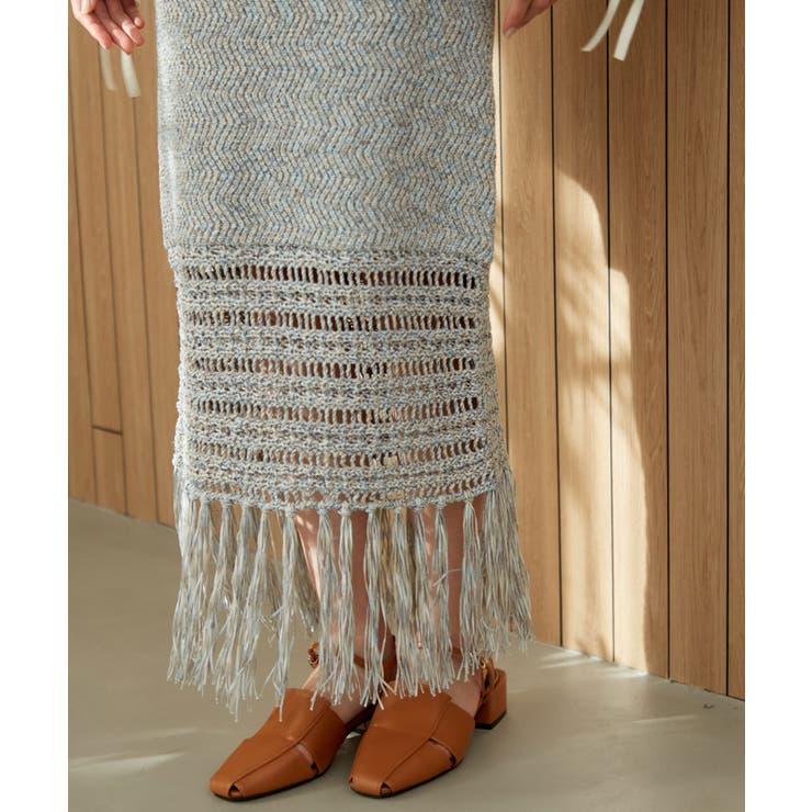 フリンジクロシェメッシュニットスカート | VIS  | 詳細画像17 