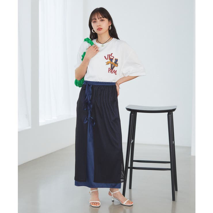 レイヤードラメメッシュIラインスカート | VIS  | 詳細画像12 