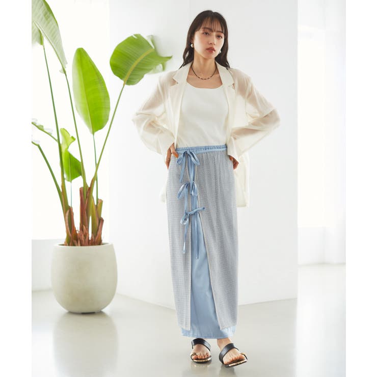 レイヤードラメメッシュIラインスカート | VIS  | 詳細画像4 