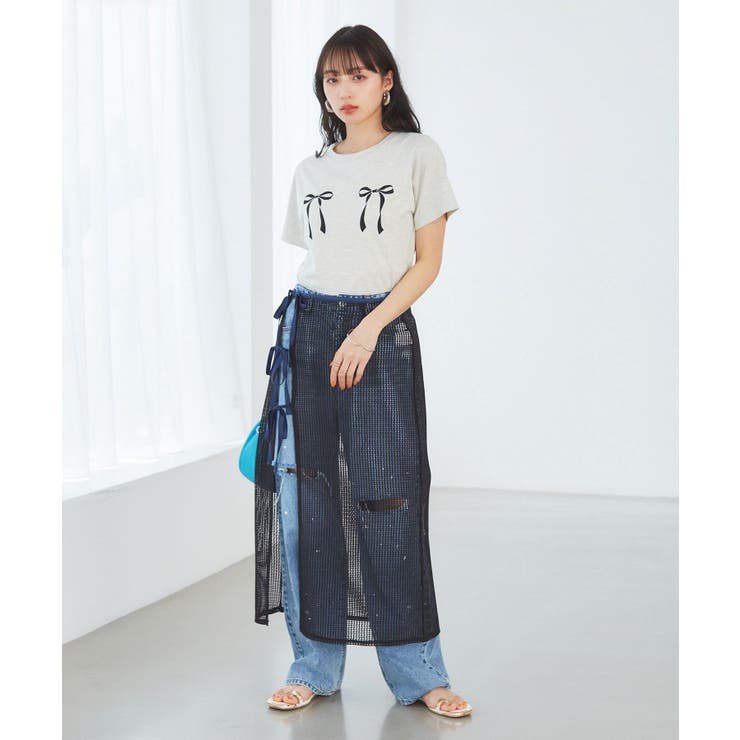 レイヤードラメメッシュIラインスカート | VIS  | 詳細画像8 