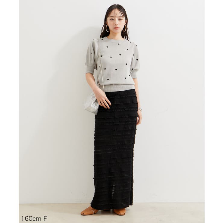 【アナスイ】美品✨シルク ラップロングスカート フリンジ トロピカル フルーツ セール】 リンクルティアードスカート （ロング・マキシ丈