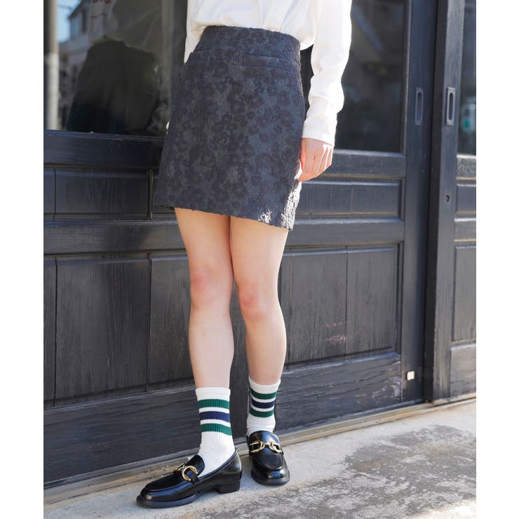 フラワージャガードタイトミニスカート | VIS  | 詳細画像5 