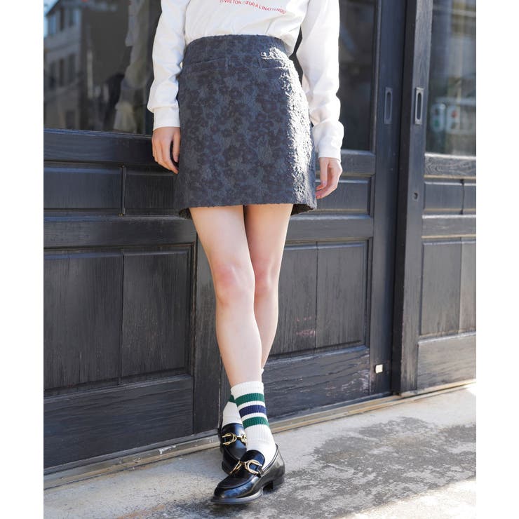 チャコール(06) | フラワージャガードタイトミニスカート | VIS 