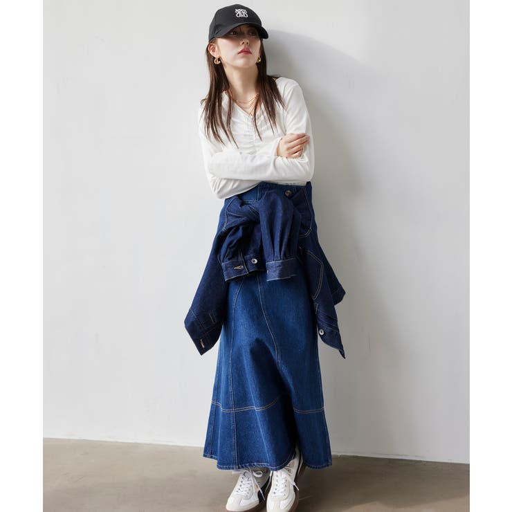 バックレースアップフレアデニムスカート/イージーケア | VIS  | 詳細画像11 