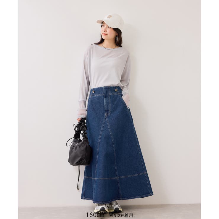 バックレースアップフレアデニムスカート/イージーケア | VIS  | 詳細画像26 