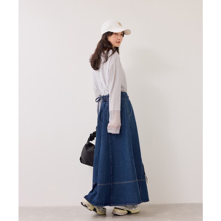 バックレースアップフレアデニムスカート/イージーケア | VIS  | 詳細画像27 