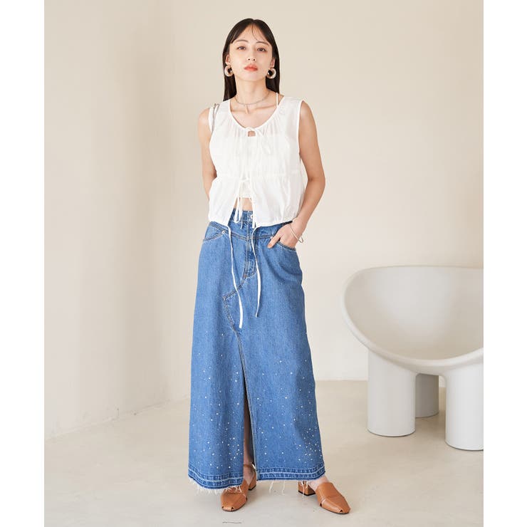ホットフィットIラインデニムスカート[品番：VISW0044272]｜VIS